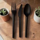 Premium sort gaffel, lavet af planter, 0% plast