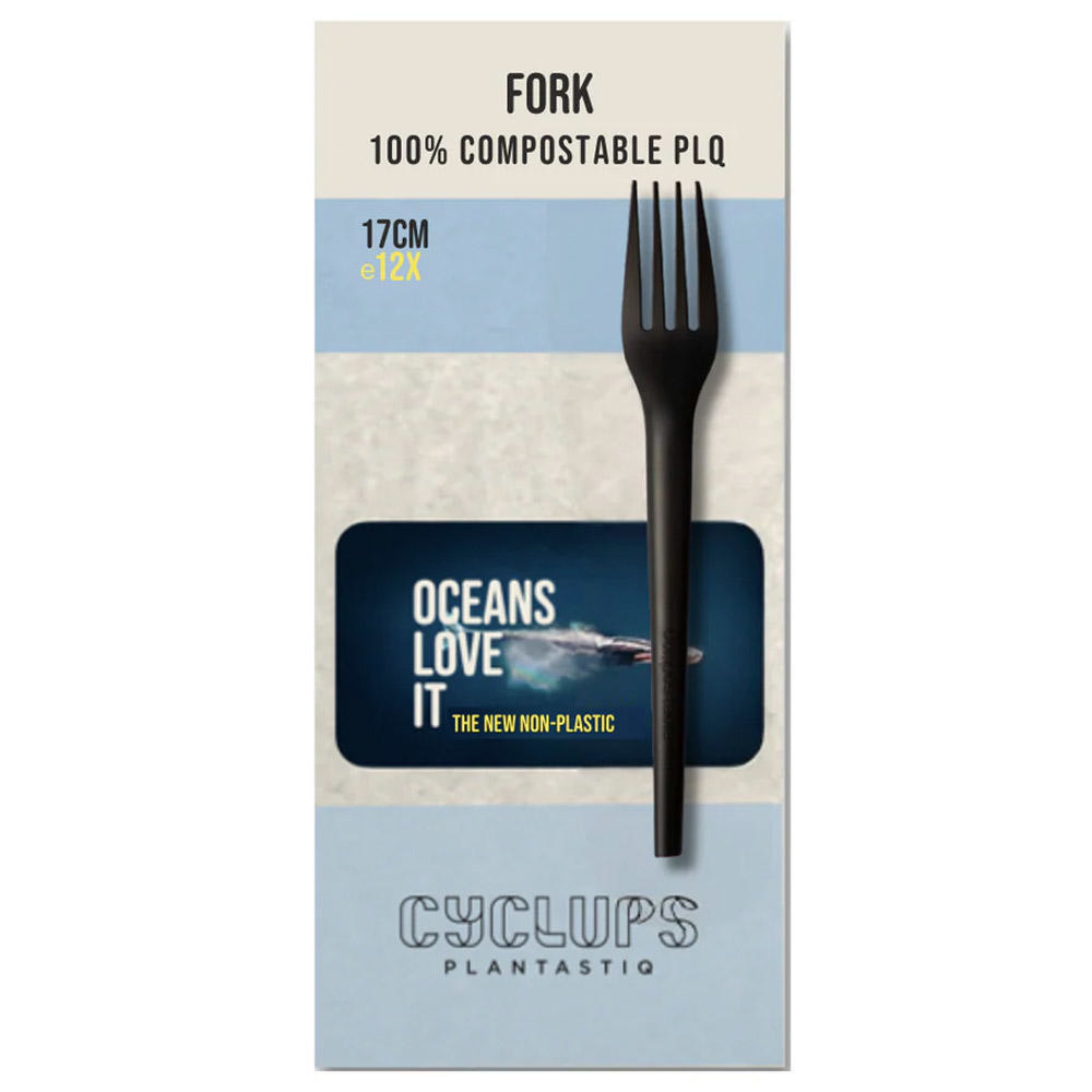 Premium sort gaffel, lavet af planter, 0% plast