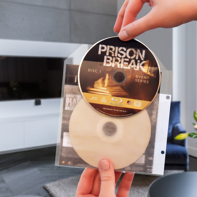 Enkelt/dobbelt Blu-Ray Lommer med filt og huller til ringbind