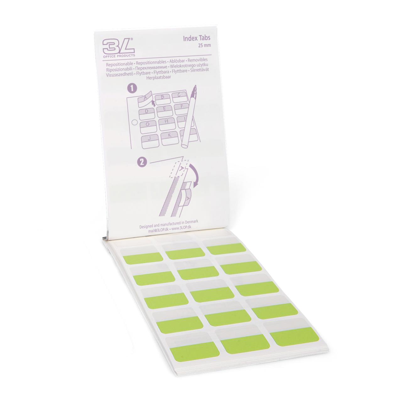 Index Tabs Blok, Flytbare, 12 x 25 mm