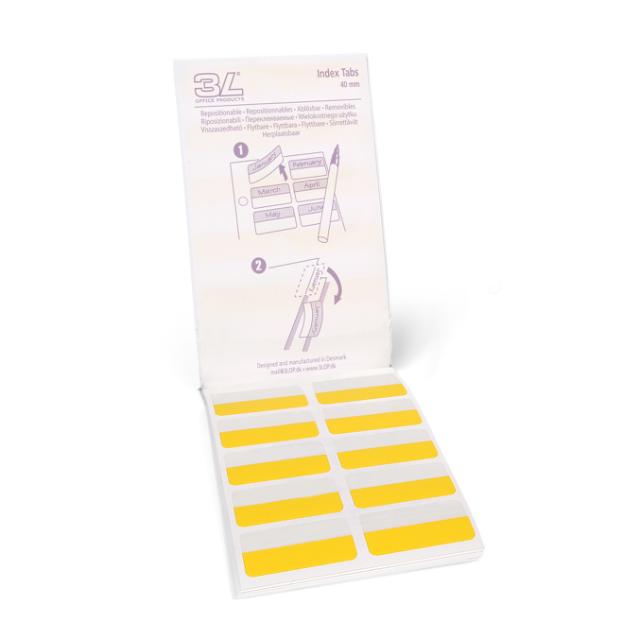 Index Tabs Blok, Flytbare, 12 x 40 mm