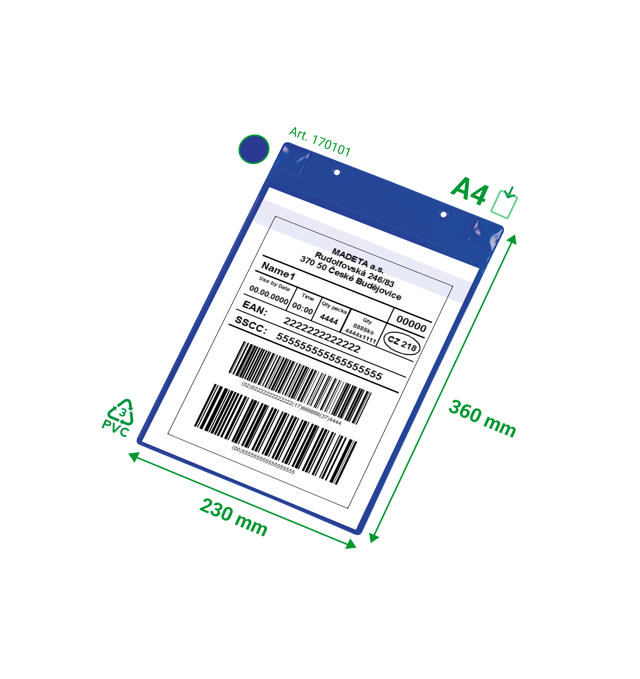 Magnetisk logistisk ID-lomme, med neodymium og flap, A4, stående