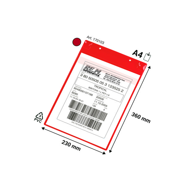 Magnetisk logistisk ID-lomme, med neodymium og flap, A4, stående