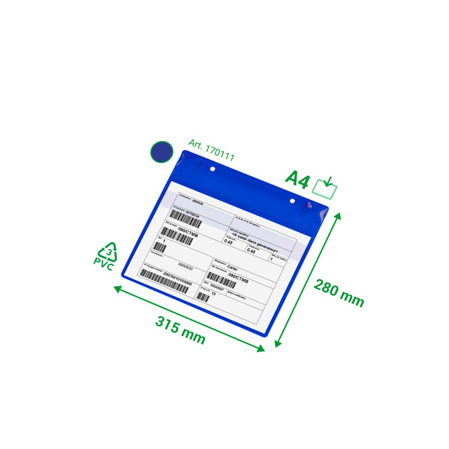 Magnetisk logistisk ID-lomme, med neodymium og flap, A4, liggende
