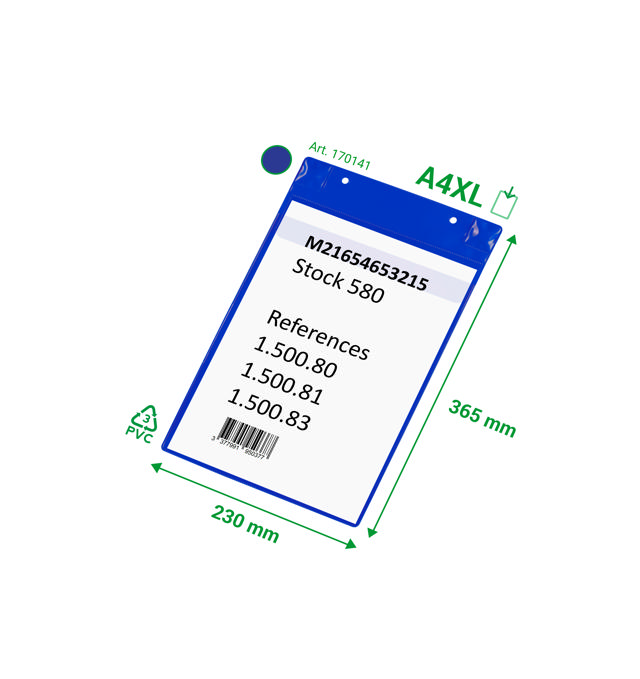 Magnetisk logistisk ID-lomme, med neodymium og flap, A4 XL, stående