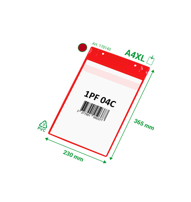 Magnetisk logistisk ID-lomme, med neodymium og flap, A4 XL, stående