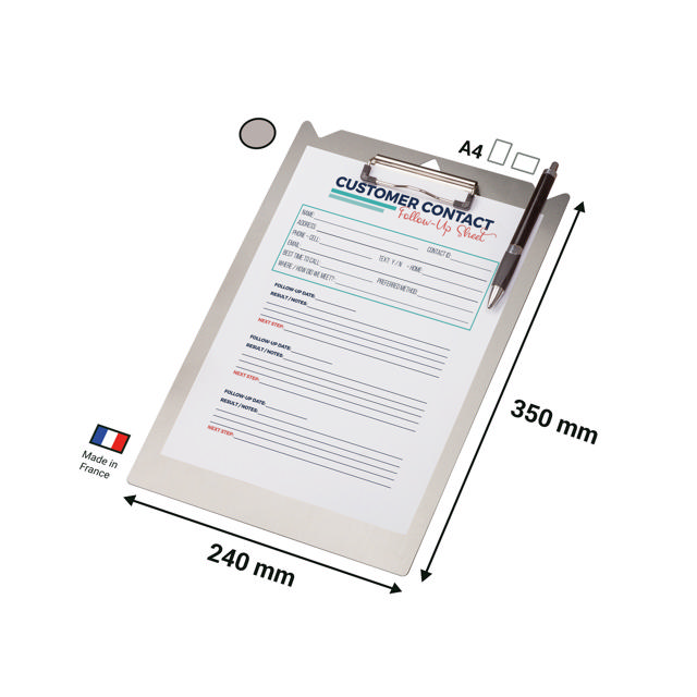 Clipboard, Aluminium, A4, vandret