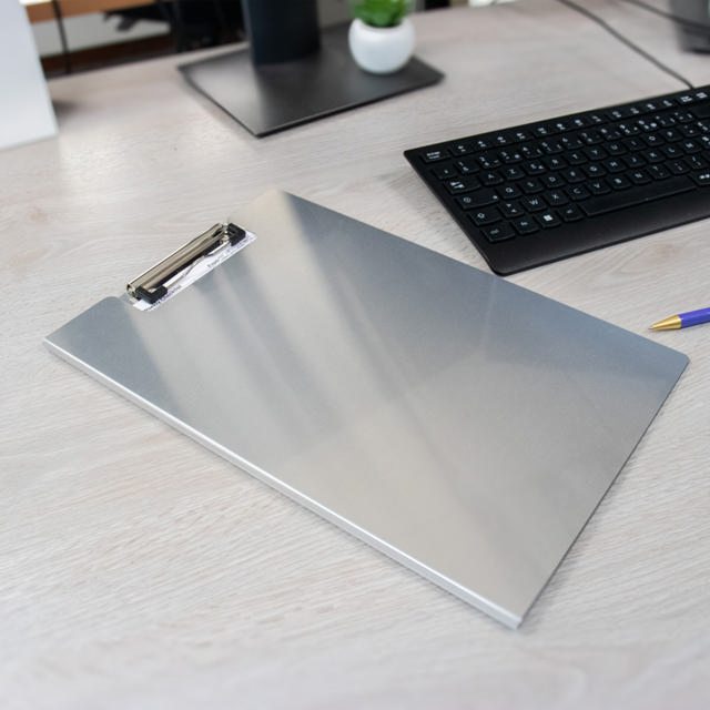 Clipboard med klap, Aluminium, A4, Stående