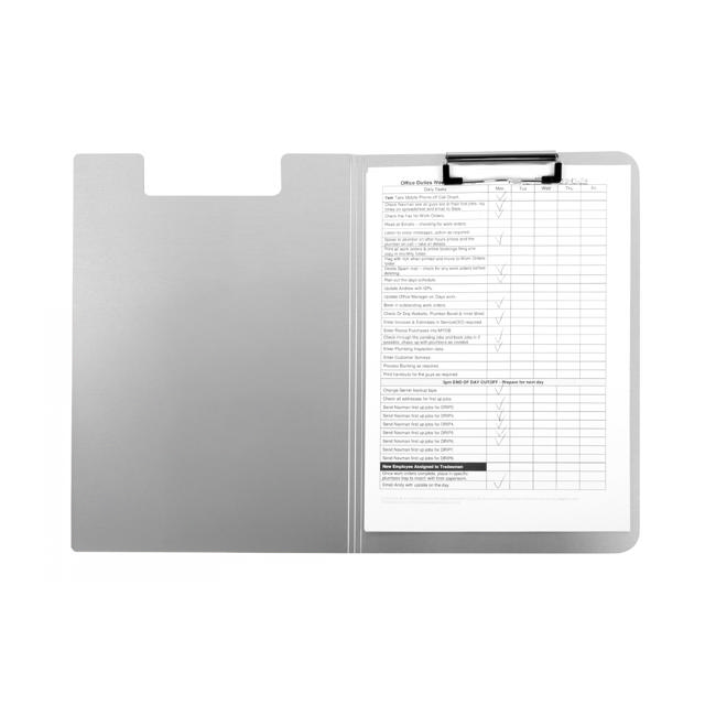 Clipboard med klap, Aluminium, A4, Stående