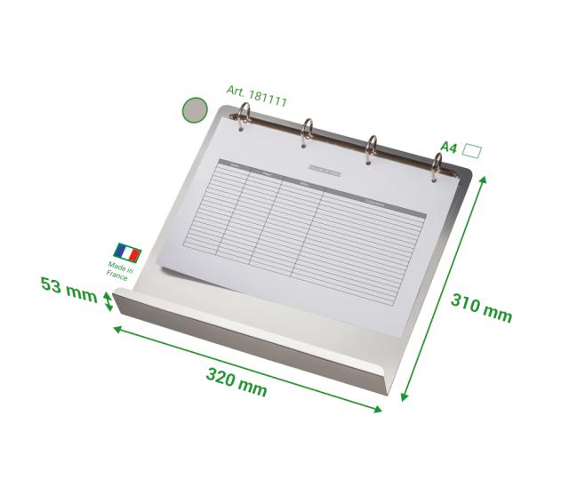 Magnetisk 4-ring-displaybindsholder med kant - aluminium - A4 - horisontalt