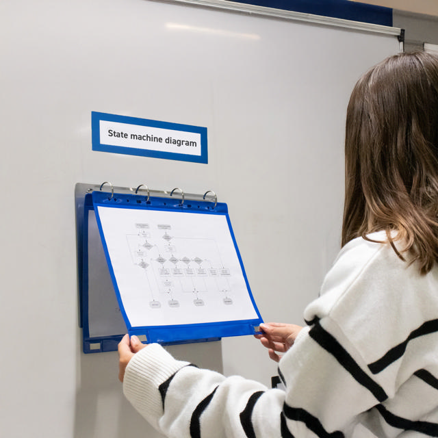 4-Ring-Displaybindsholder, med magnetisk fastgørelse, Aluminium, A4, Horisontalt