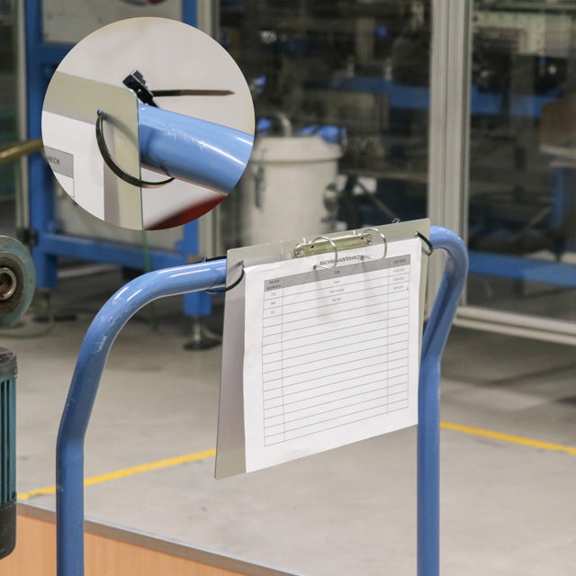 2-Ring-Displaybindsholder, med magnetisk fastgørelse, Aluminium, A4, Horisontalt