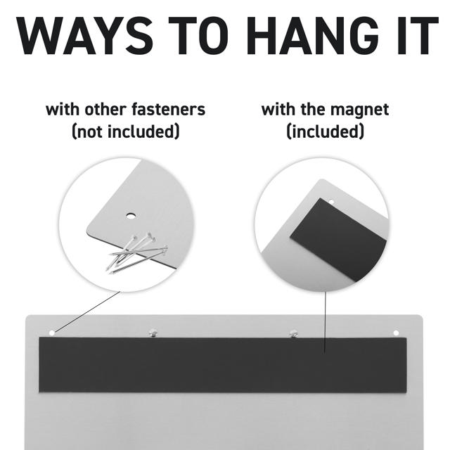 2-Ring-Displaybindsholder, med magnetisk fastgørelse, Aluminium, A4, Horisontalt