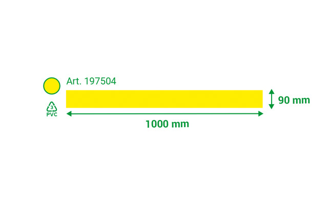Selvklæbende gulvmarkeringslinje, 90 x 1000 mm, Gul