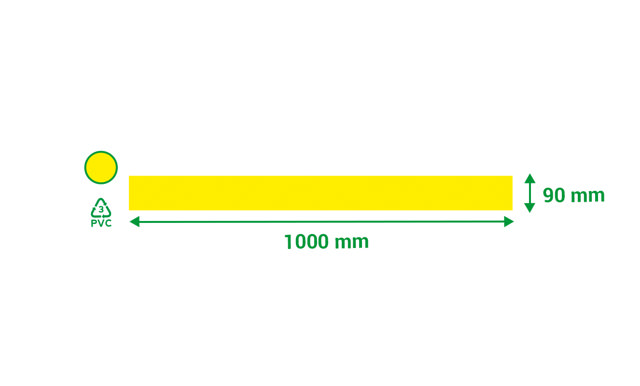 Selvklæbende gulvmarkeringslinje, 90 x 1000 mm, Gul