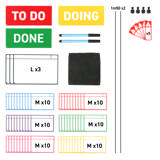 Magnetisk opgavekortssæt til Kanban-tavle, 3 kolonner, M-kort