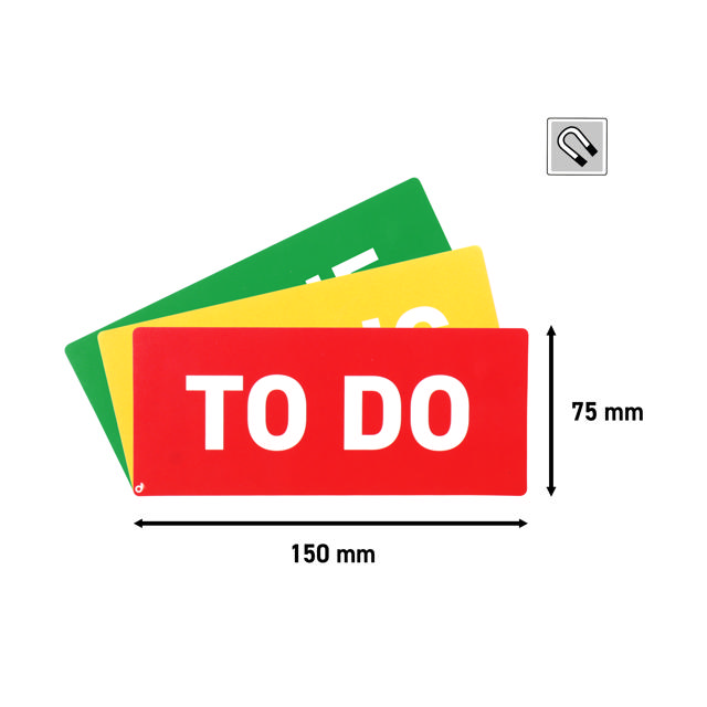 Magnetisk opgavekortssæt til Kanban-tavle, 3 kolonner, M-kort