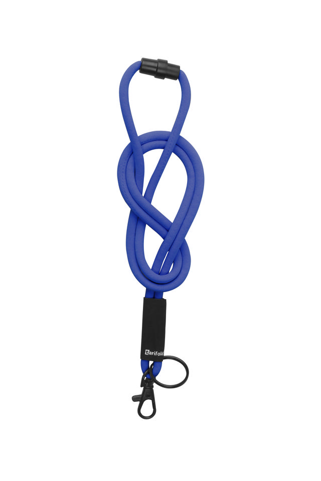 Lanyard med blød snor, drejelig krog og nøglering