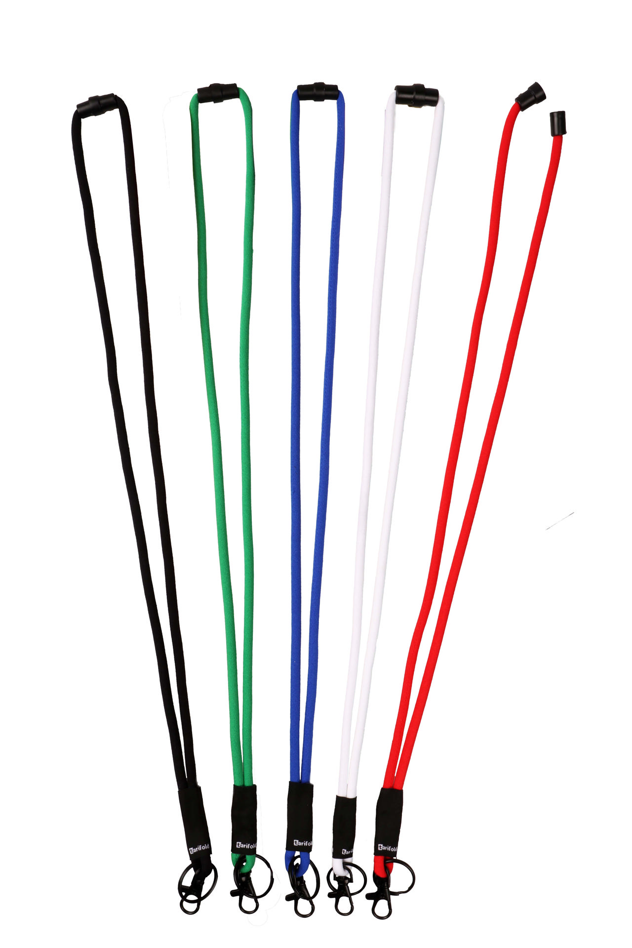 Lanyard med blød snor, drejelig krog og nøglering