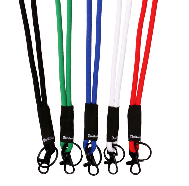 Lanyard med blød snor, drejelig krog og nøglering