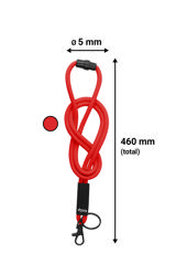 Lanyard med blød snor, drejelig krog og nøglering