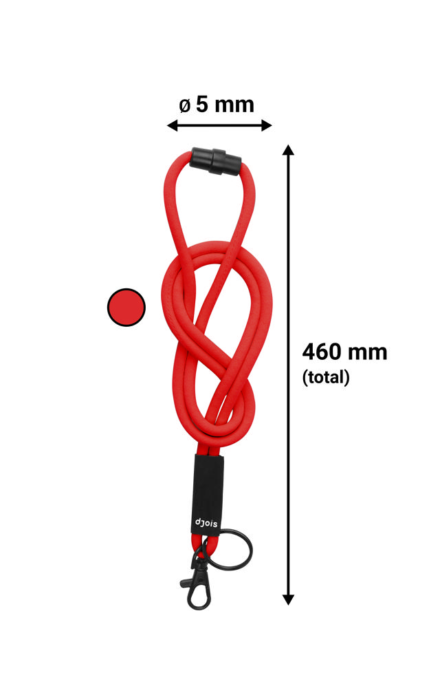 Lanyard med blød snor, drejelig krog og nøglering