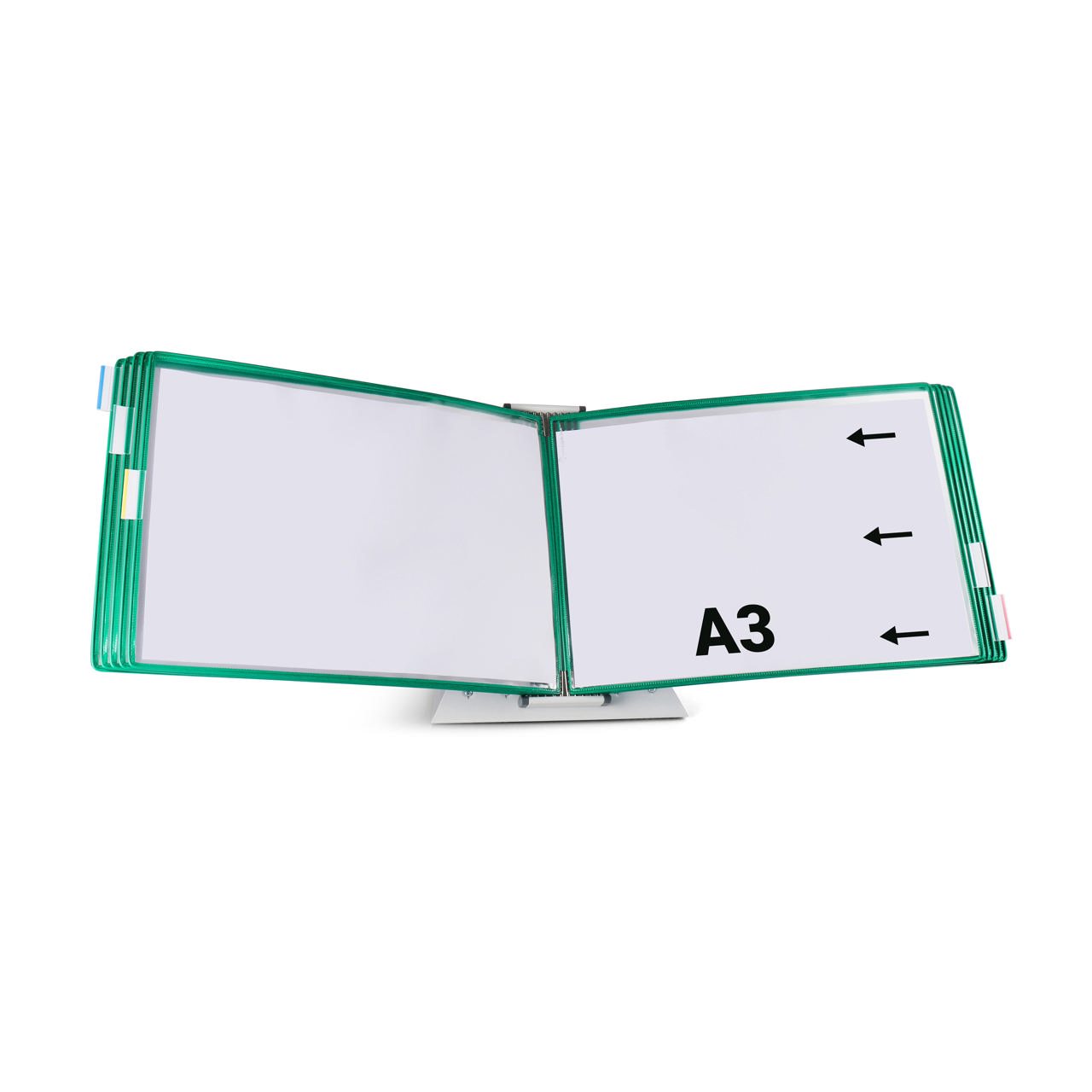 Monteret tom tariffold i metal, A4, med sidestop, til 10 lommer