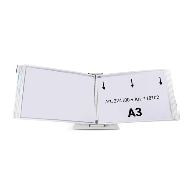 Monteret tom tariffold i metal, A4, med sidestop, til 10 lommer