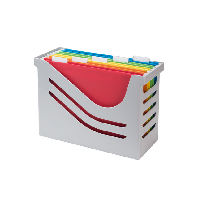 Re-Solution Office Box, med 5 A4 Euroflex hængemapper, 100% genbrug, Blå Engel