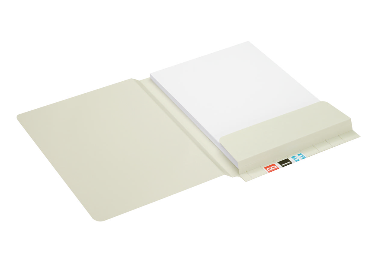 Secolor mappe med flap og endefane, A4, 100% genbrugskarton, FSC®.