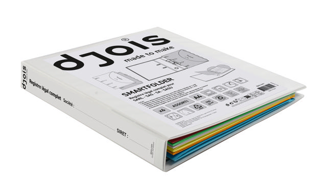 Ringbind med 6 Smartfolder-perforerede mapper med faner, komplet juridisk register, A4