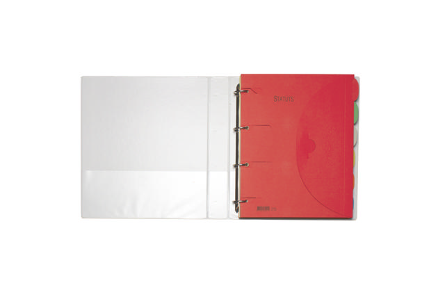 Ringbind med 6 Smartfolder-perforerede mapper med faner, komplet juridisk register, A4