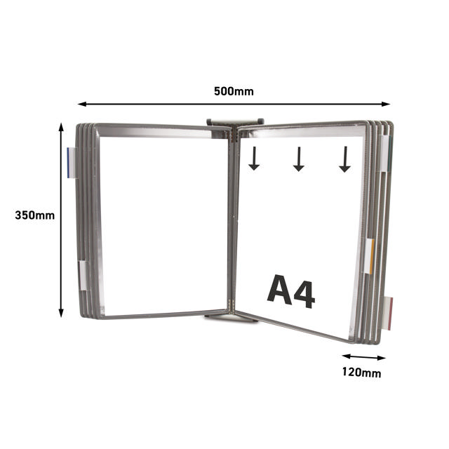 Tarifold Metal væg display system, A4, 10 lommer (farveemballage)