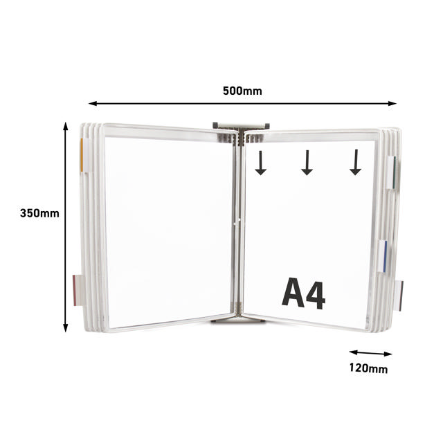 Tarifold Metal væg display system, A4, 10 lommer (farveemballage)