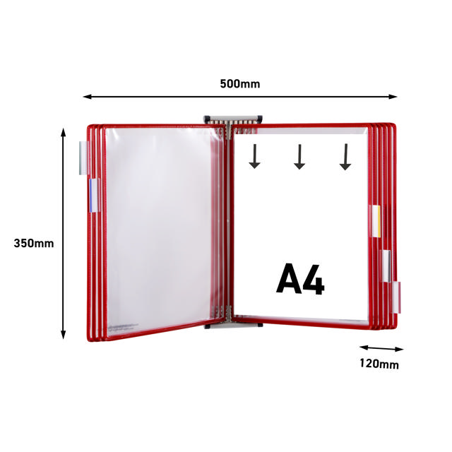 Tarifold Metal væg display system, A4, 10 lommer (farveemballage)