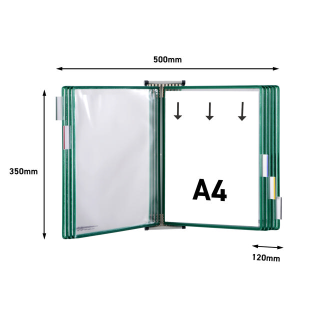 Tarifold Metal væg display system, A4, 10 lommer (farveemballage)