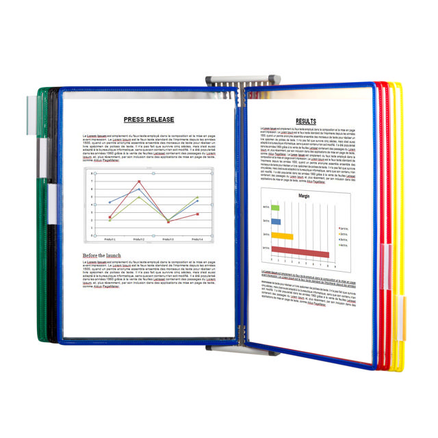 Tarifold Metal væg display system, A4, 10 lommer (farveemballage)