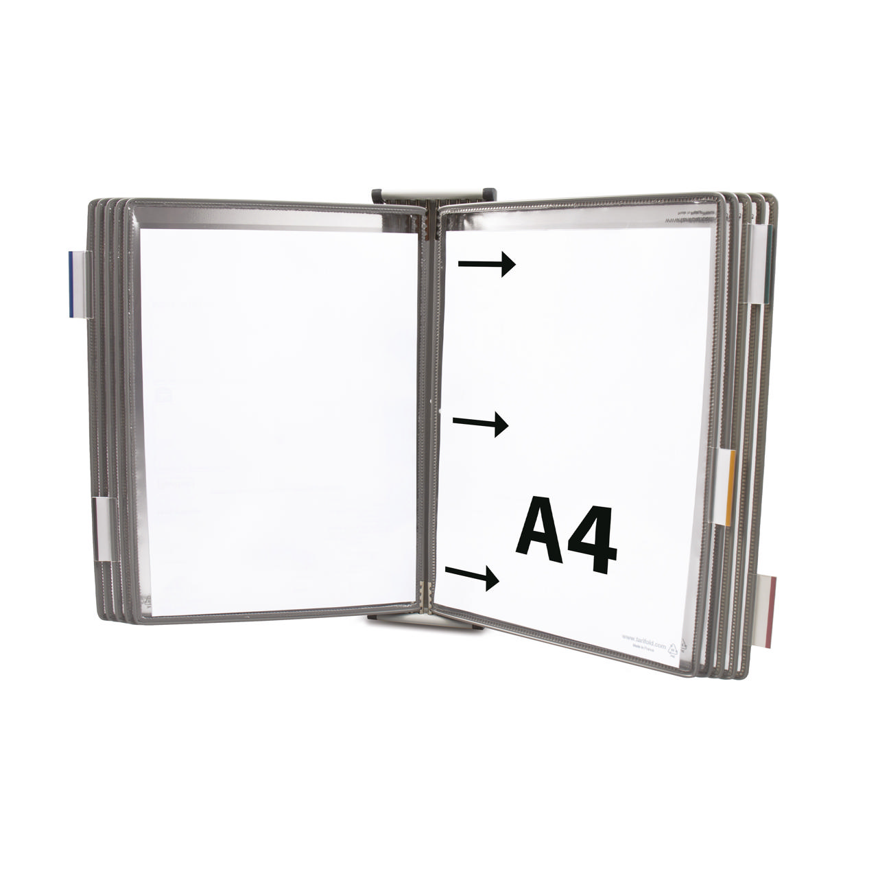 Tarifold Metal væg display system, A4, 10 lommer, åbning i venstre side
