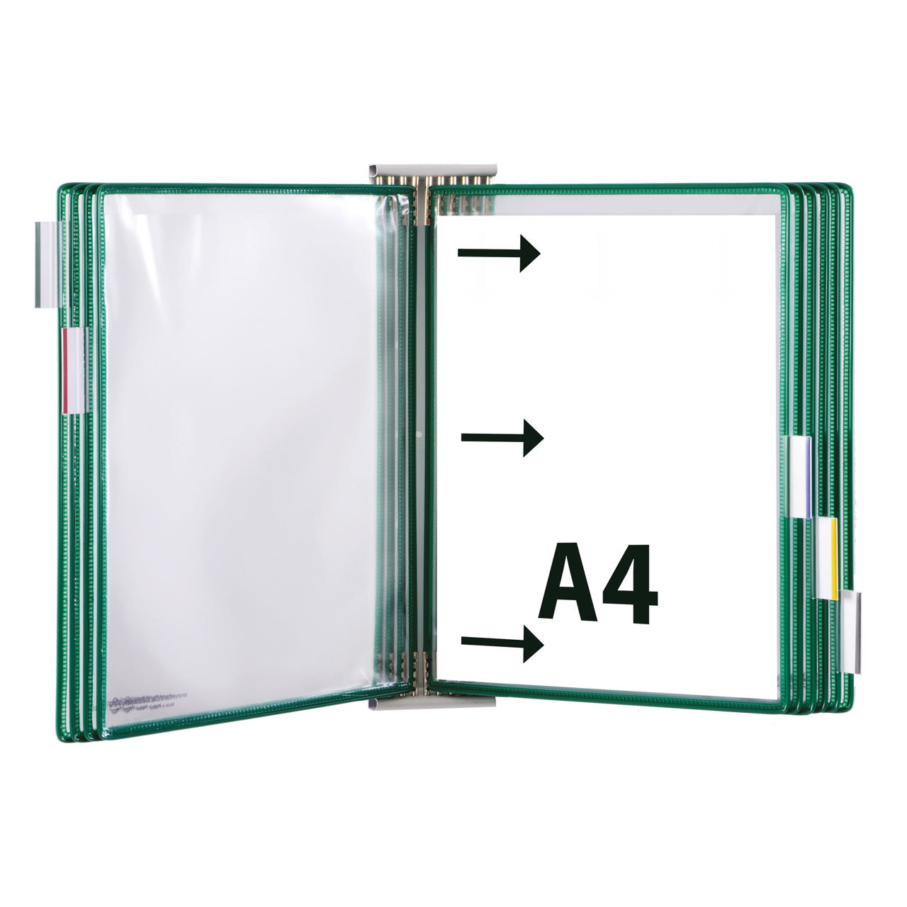 Tarifold Metal væg display system forlængersæt, A4, 10 lommer, åbning i venstre side