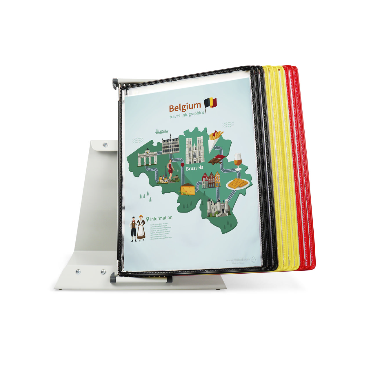 Metalbordsæt i metal - A4 - 10 lommer - Belgien nationale farver