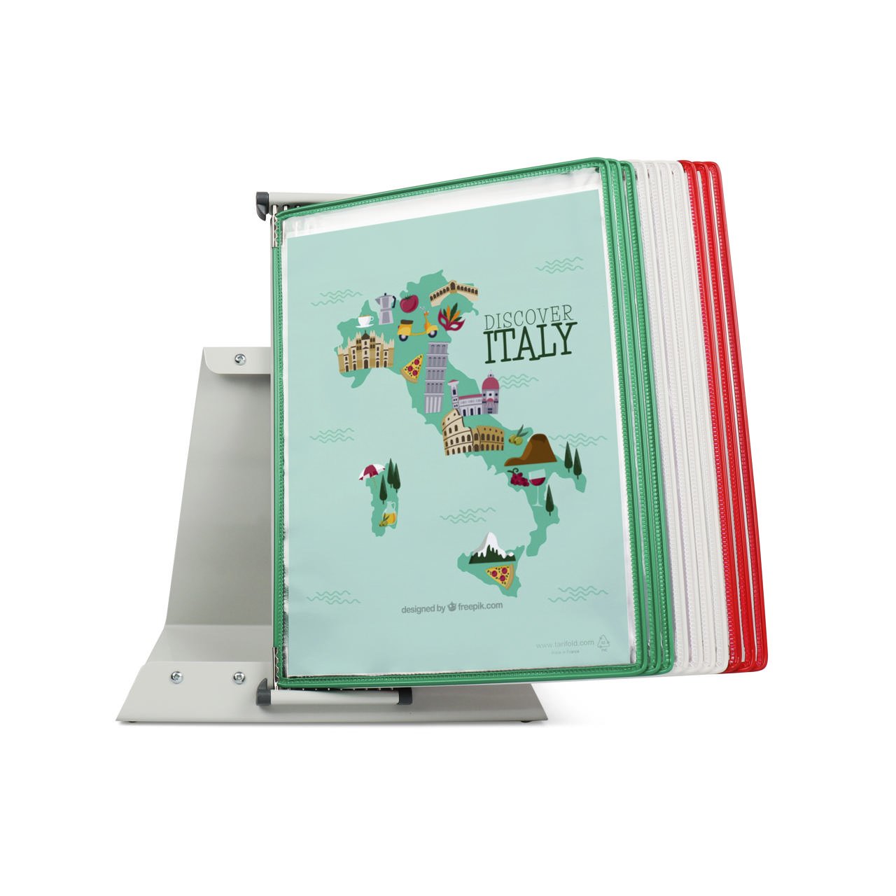 Dokumentvisningssystem til skrivebordet, A4, 10 Pockets, Italy Colours