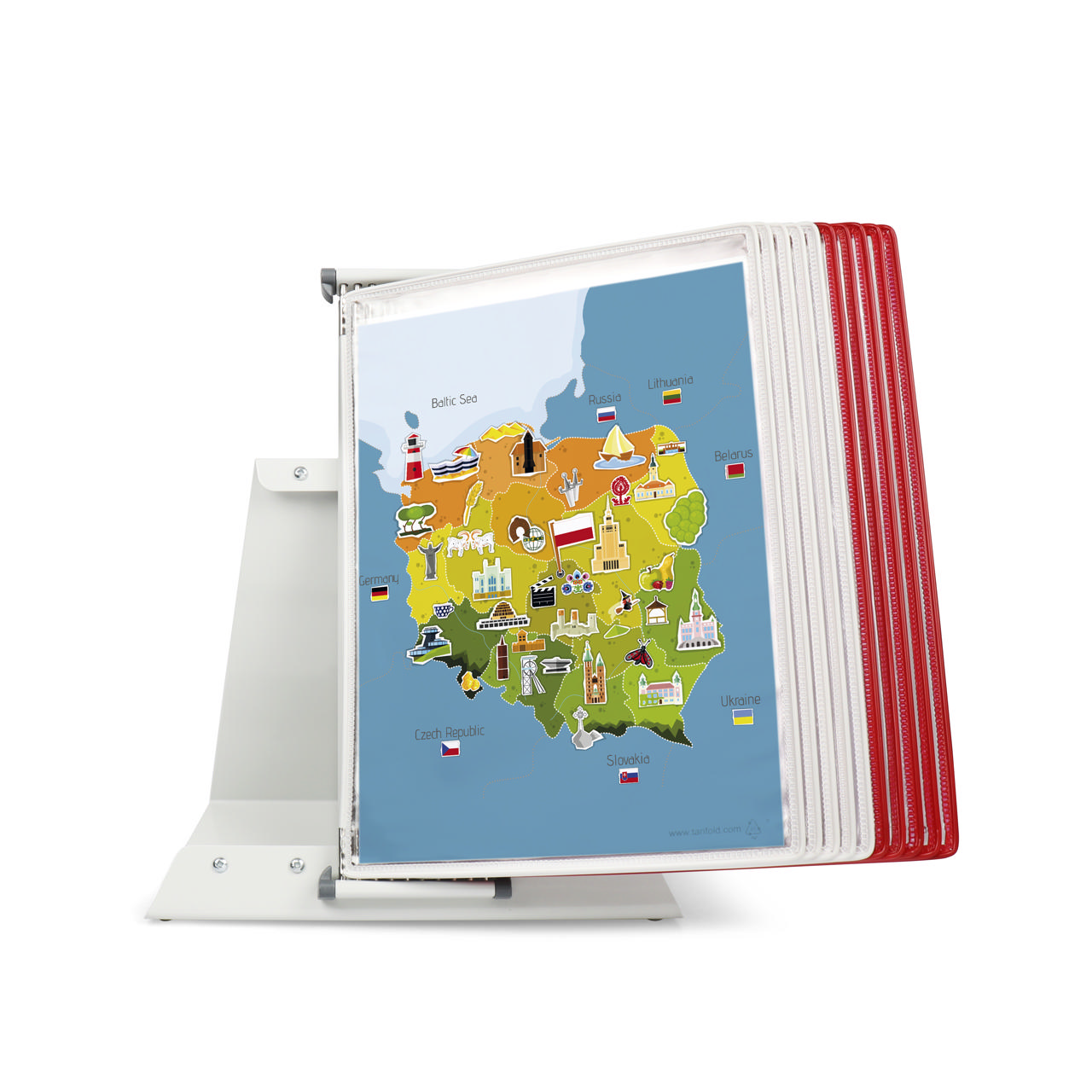  Tarifold Metal Skrivebord Dokument Display System - A4 - 10 lommer - Polen nationale farver