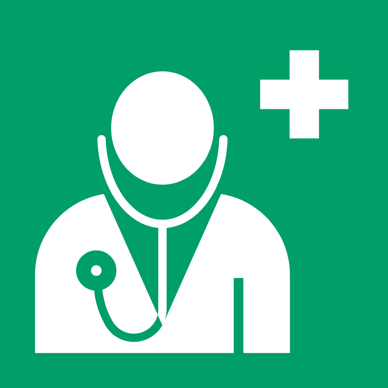 Sikkerhedsskilt Læge, 200 x 200 mm