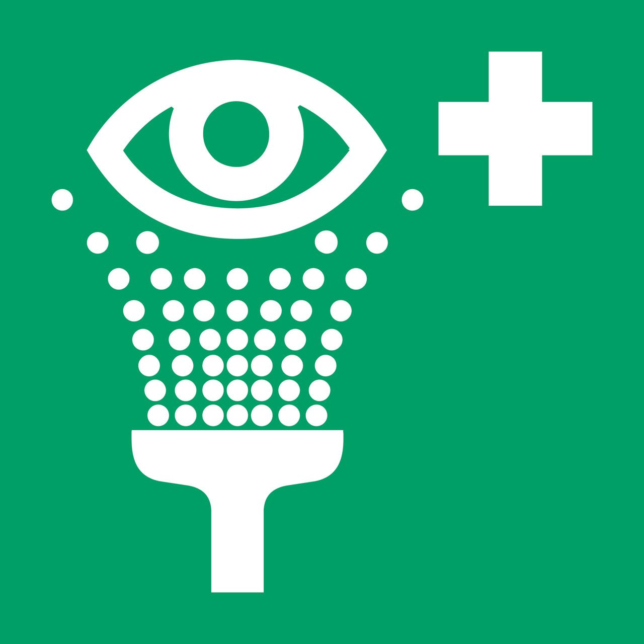 Sikkerhedsskilt Øjenskyllestation, 150 x 150 mm