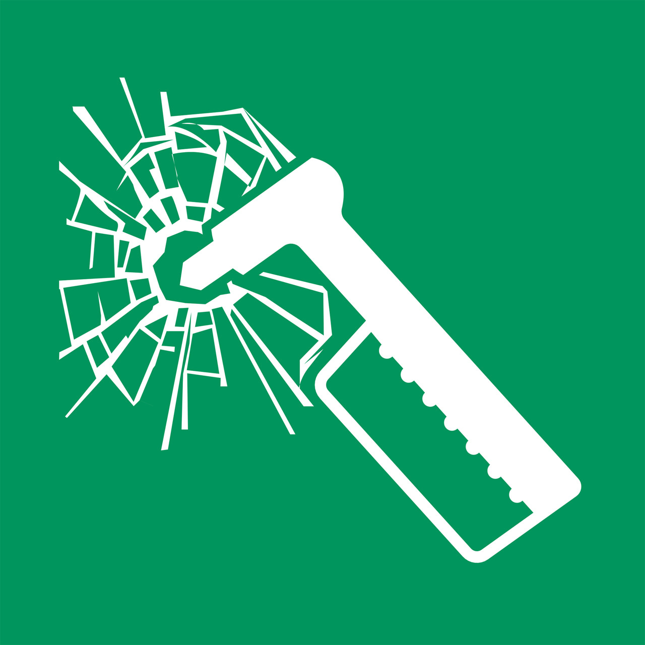 Sikkerhedsskilt Nødhammer, 300 x 300 mm