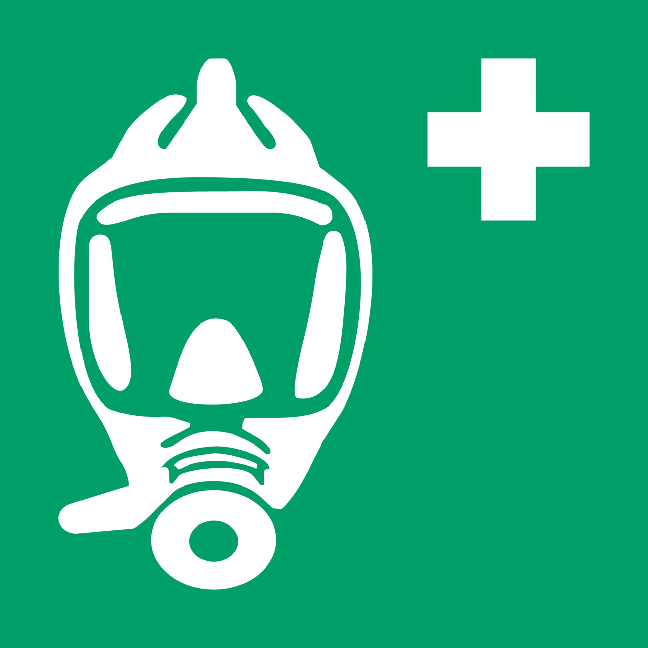 Sikkerhedsskilt Åndedrætsværn til nødsituation, 150 x 150 mm