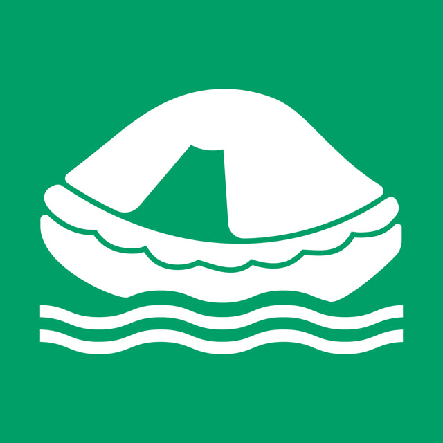 Sikkerhedsskilt Redningsflåde, 150 x 150 mm