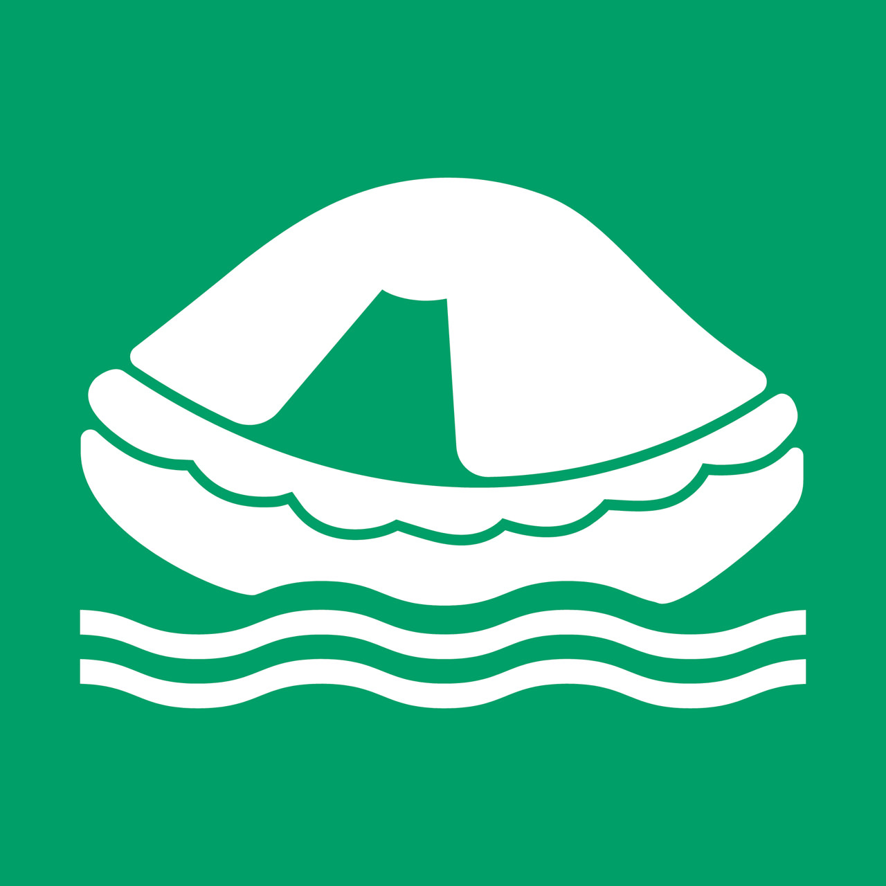 Sikkerhedsskilt Redningsflåde, 300 x 300 mm