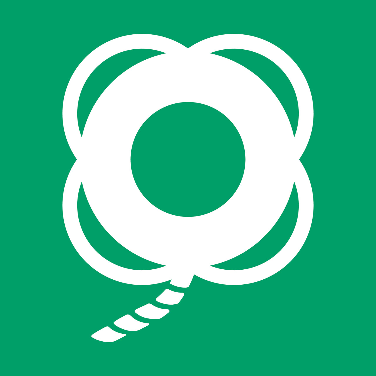 Sikkerhedsskilt Redningskrans med line, 300 x 300 mm