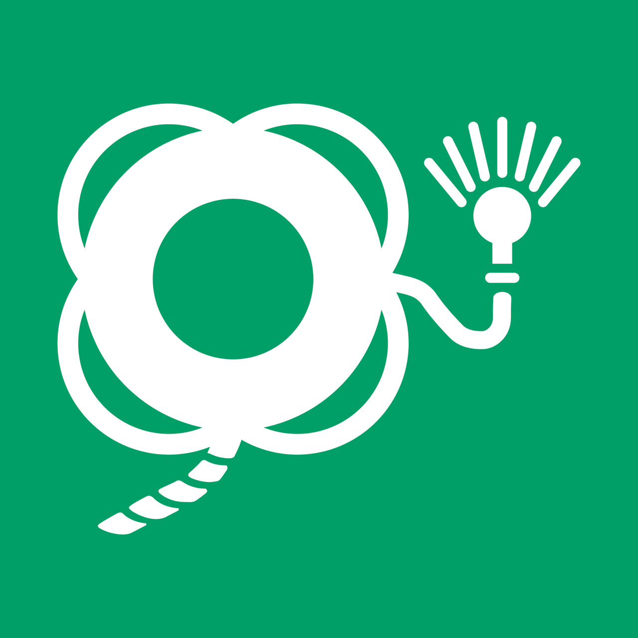 Sikkerhedsskilt Redningskrans med Line og Lys, 300 x 300 mm